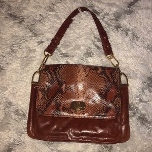 Badgley Mischka Brown Leather & Snakeskin Bag